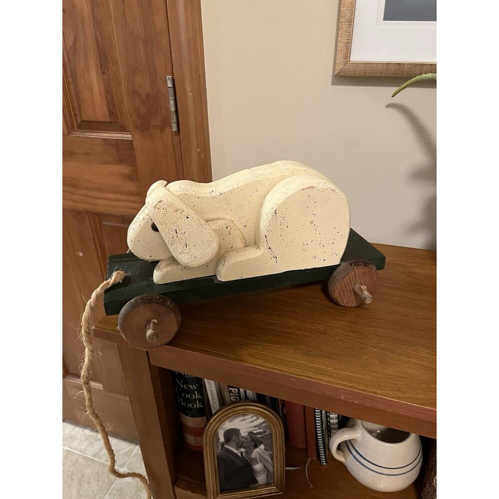 Vintage Wooden Bunny Pull Toy
